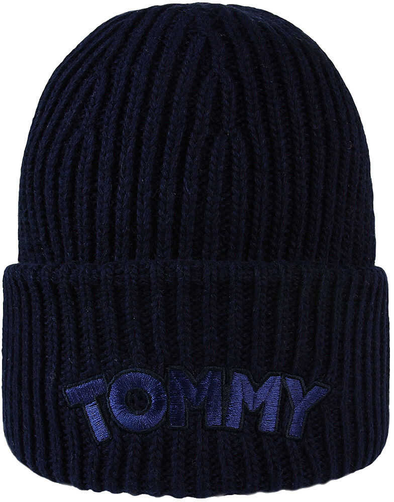 Tommy Hilfiger Logo Patch Beanie Granatowy