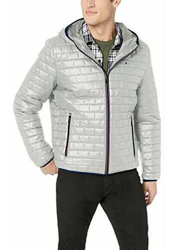 Tommy Hilfiger Men\'s Sweaterweight Ultra Loft Hooded Packable Puffer Jacket* Ice