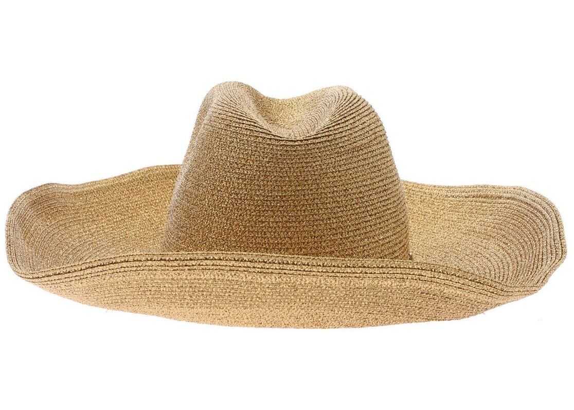 Blugirl Hat In Golden Lamé With Wide Brim Gold