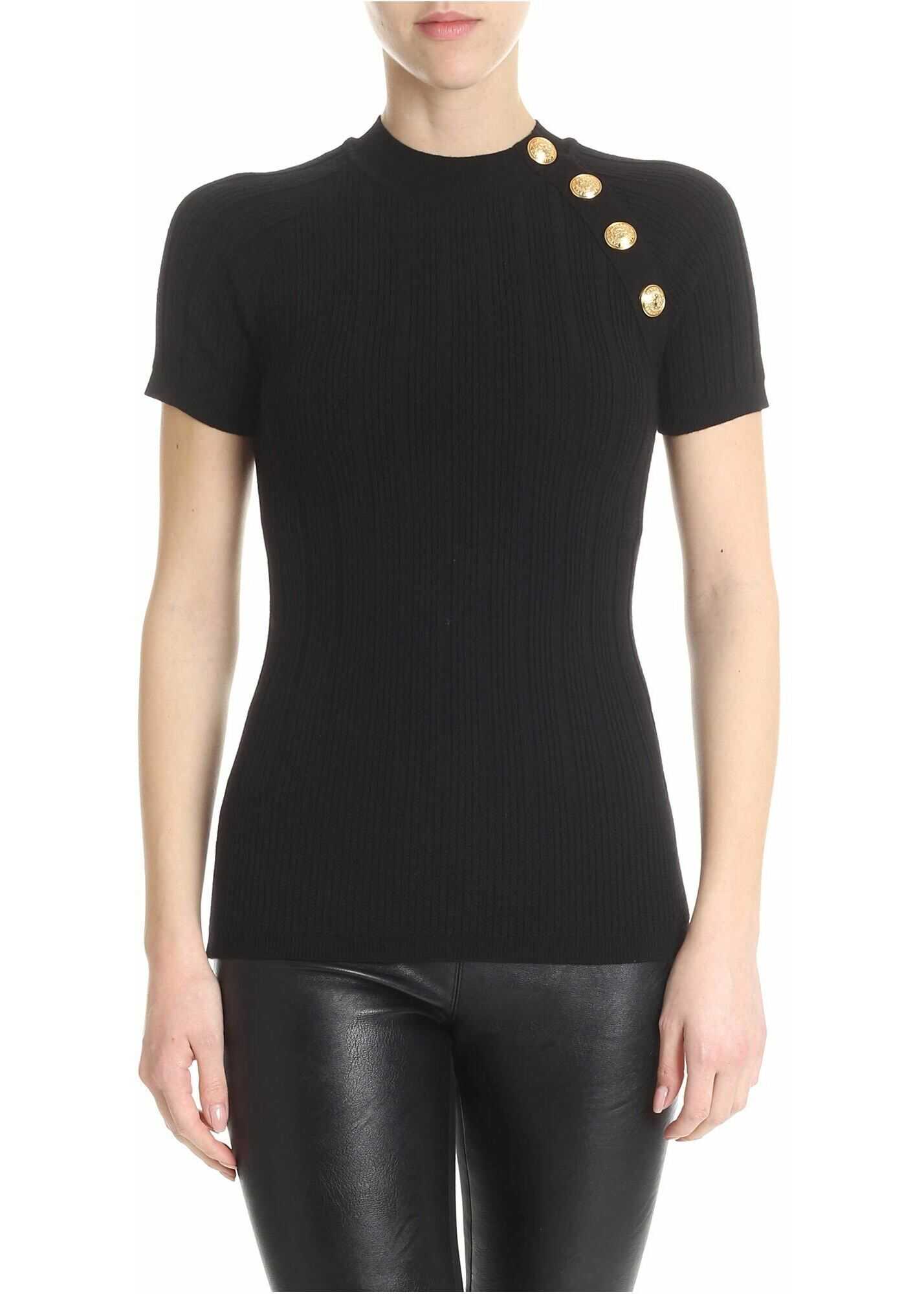 Balmain Black Balmain Sweater With Logo Details Black