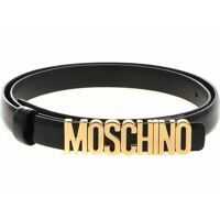 Curele Black Belt With Golden Moschino Logo Femei