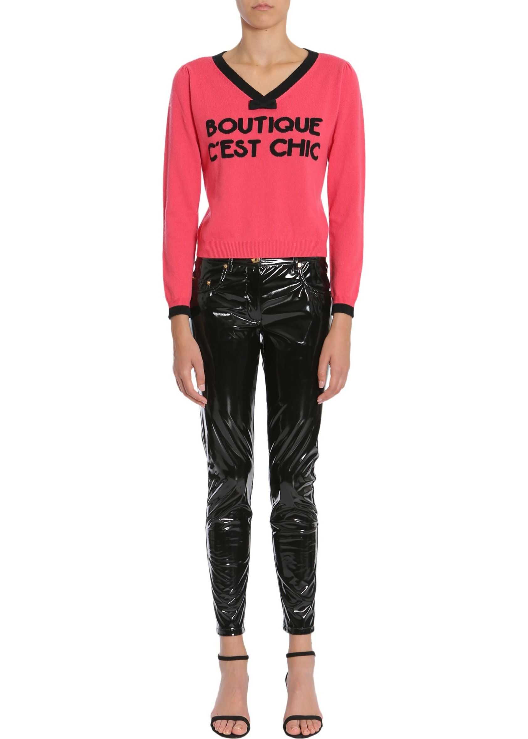 LOVE Moschino V Collar Sweater PINK
