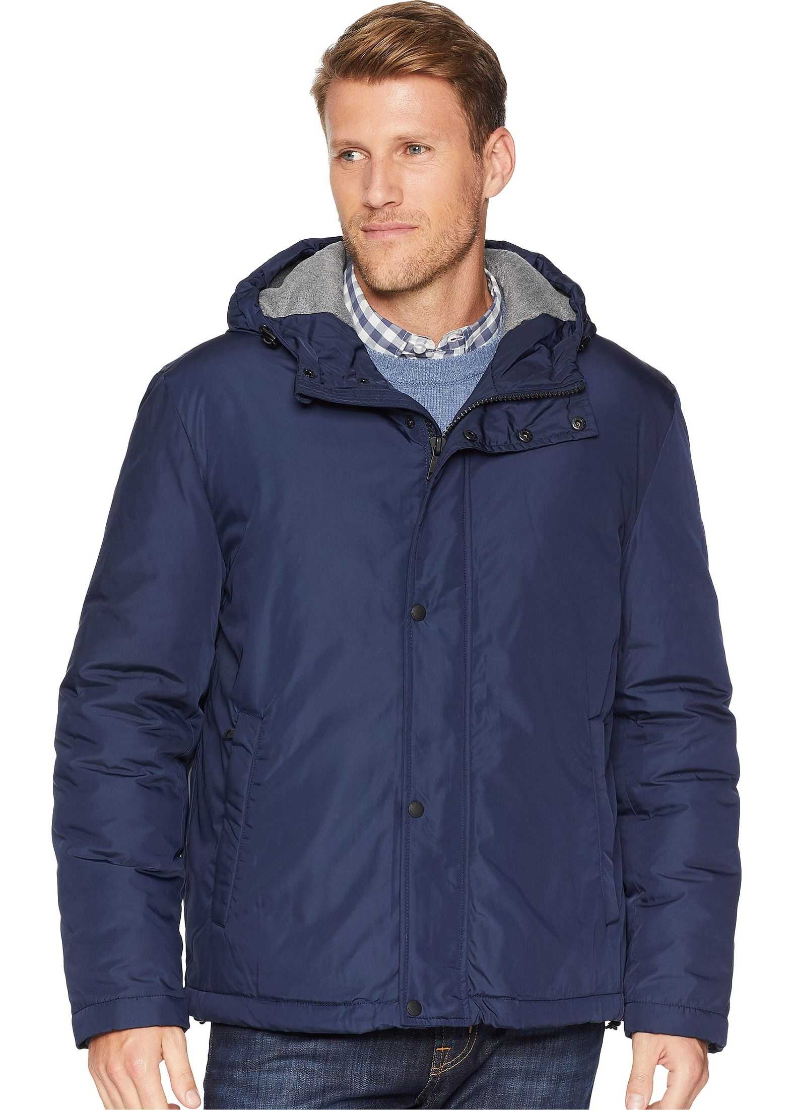 Cole Haan Oxford Rain Zip Front Jacket Navy
