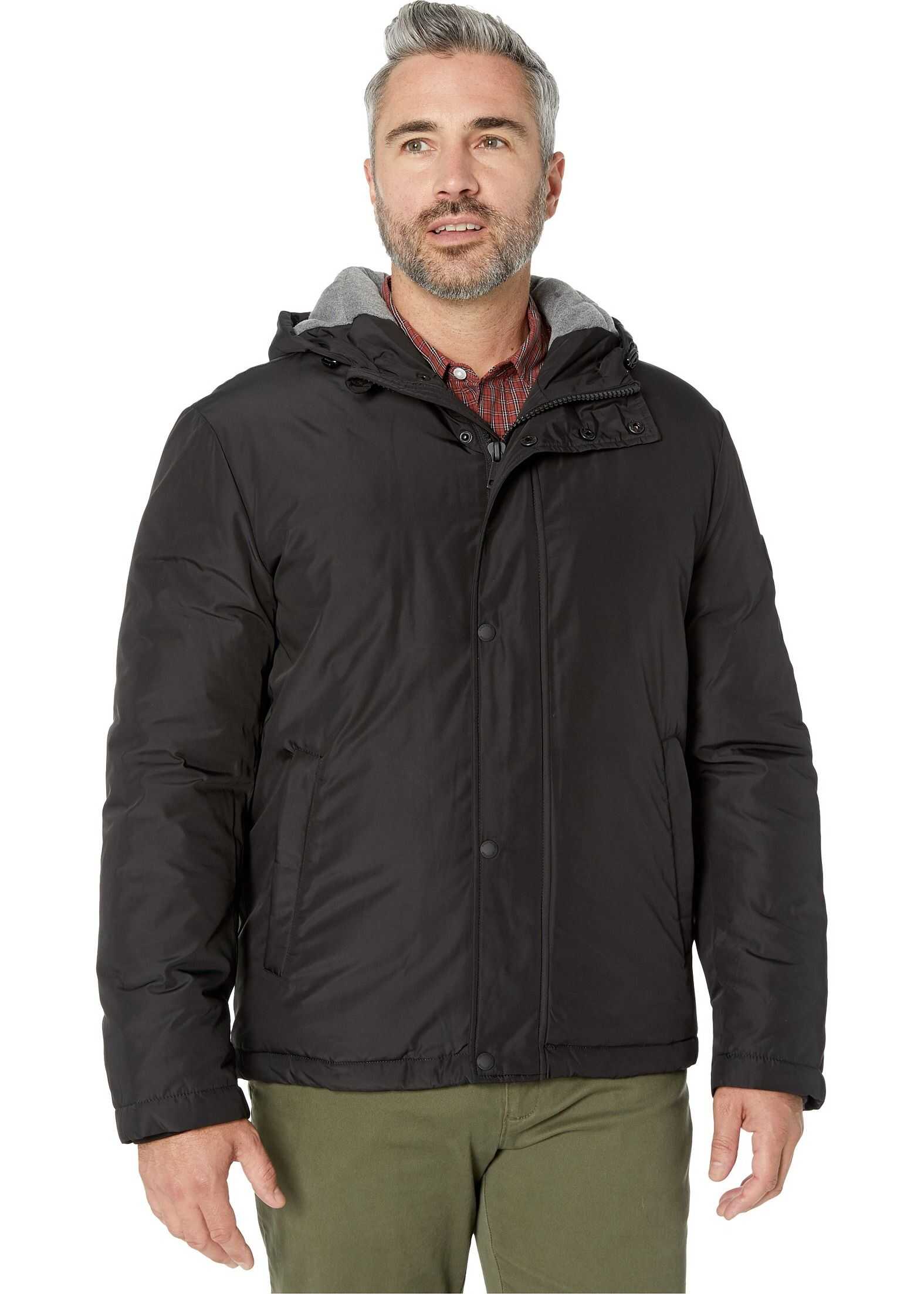 Cole Haan Oxford Rain Zip Front Jacket Black
