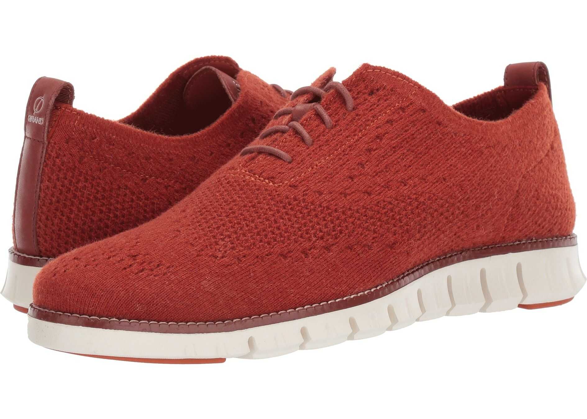 Cole Haan Zerogrand Stitchlite Wool Oxford Potters Clay/Brandy Brown Wool Knit/Ivory