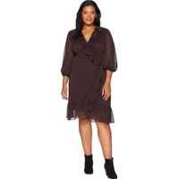 Rochii elegante Plus Size Diamond Foulard Wrap Dress Femei