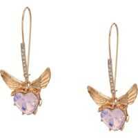 Cercei Stone Heart & Wings Long Drop Earrings Femei