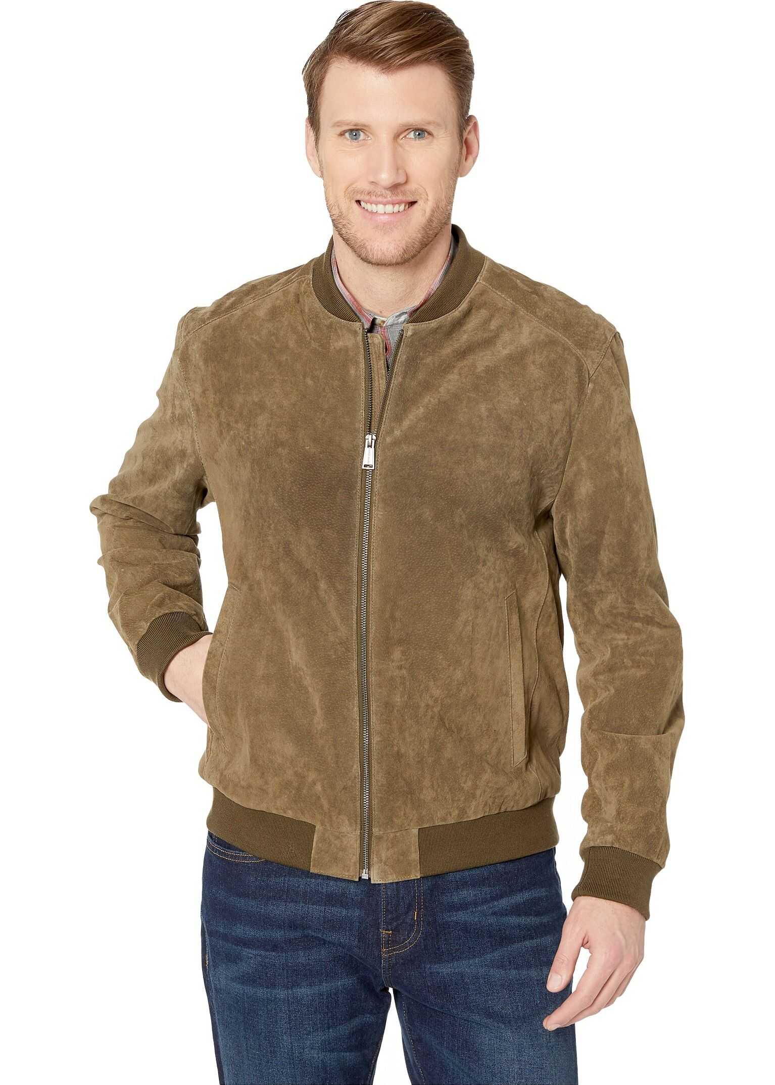 Suede Zip Front Water Resistant Jacket