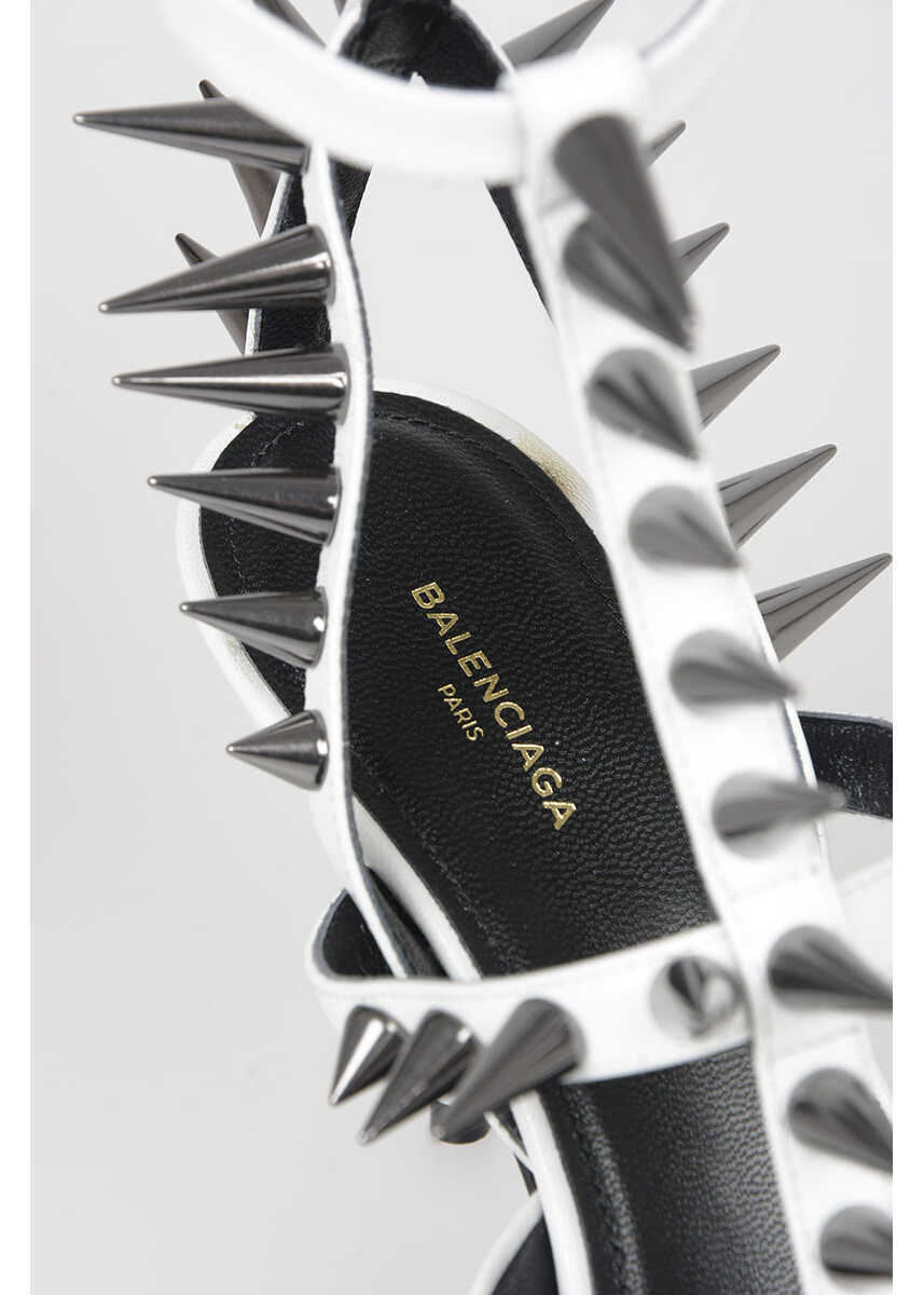 Sandale cu toc Balenciaga 8Cm Studded Leather Sandals White Femei (BM 6489754) 4
