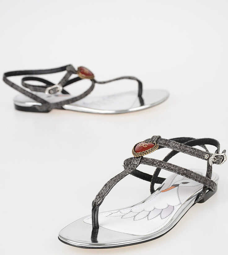 Dolce & Gabbana Straw Flip Flops TROPEA Sandals BLACK