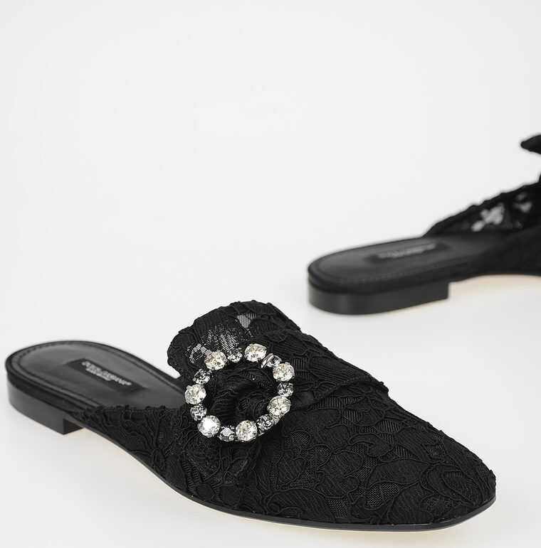 Dolce & Gabbana Jewel Laced JACKIE Sabot BLACK