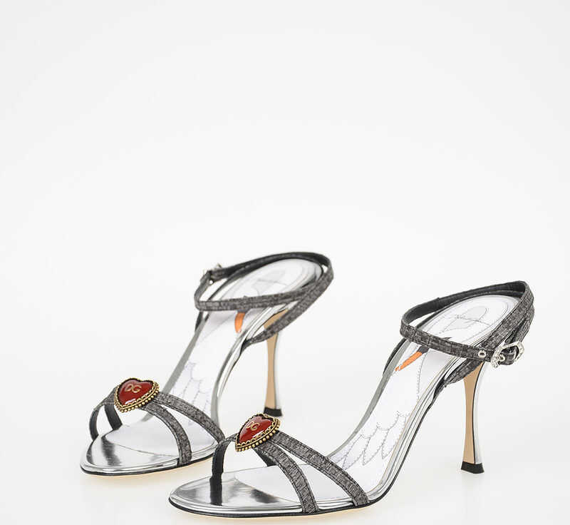 Dolce & Gabbana 10CM Straw KEIRA Sandals BLACK