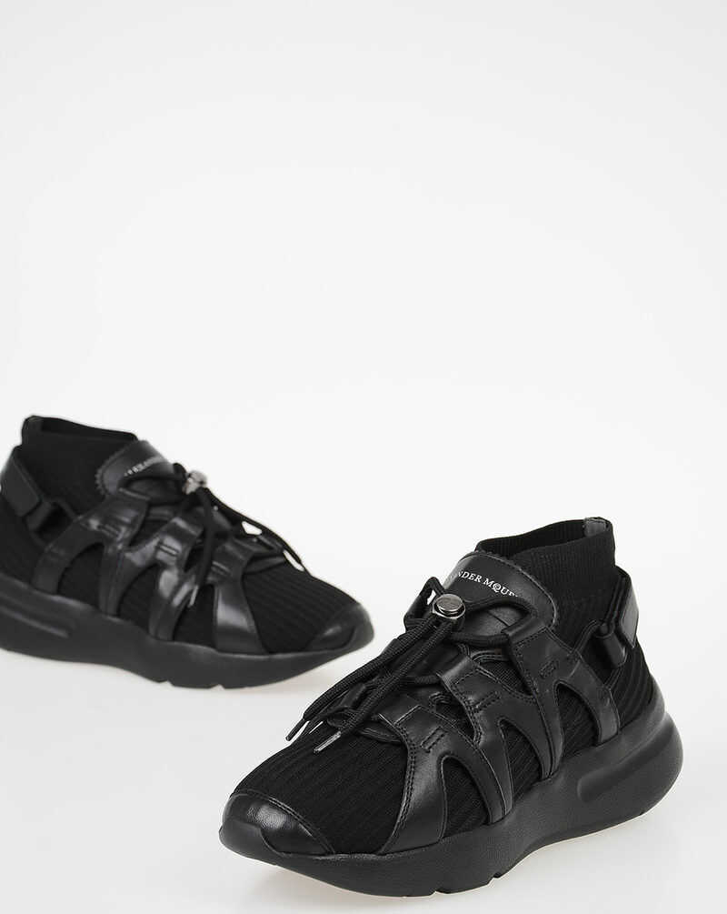 Alexander McQueen Leather Fabric SOCKS Sneakers BLACK