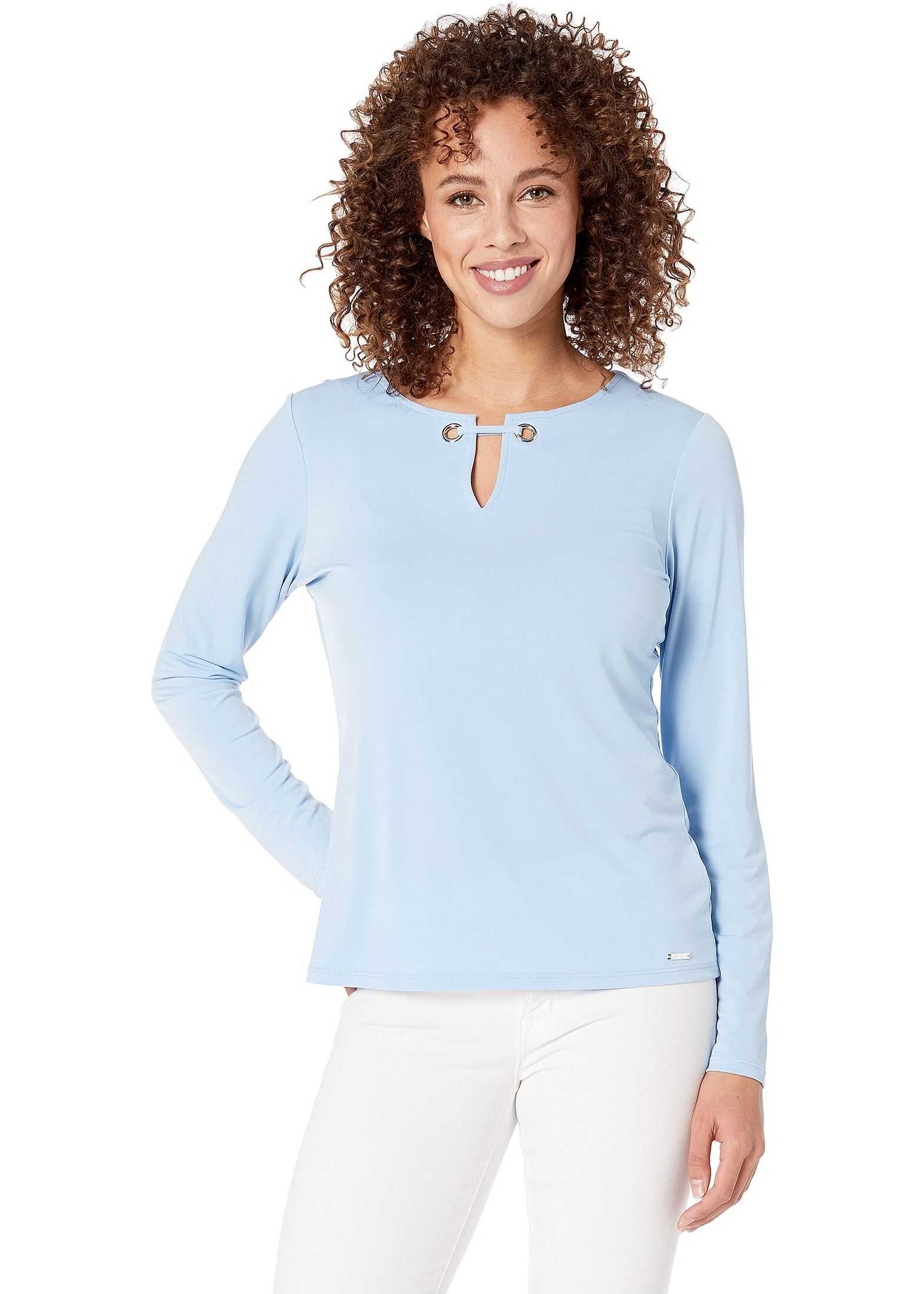 Calvin Klein Long Sleeve Grommet Detail Ity Top Serene