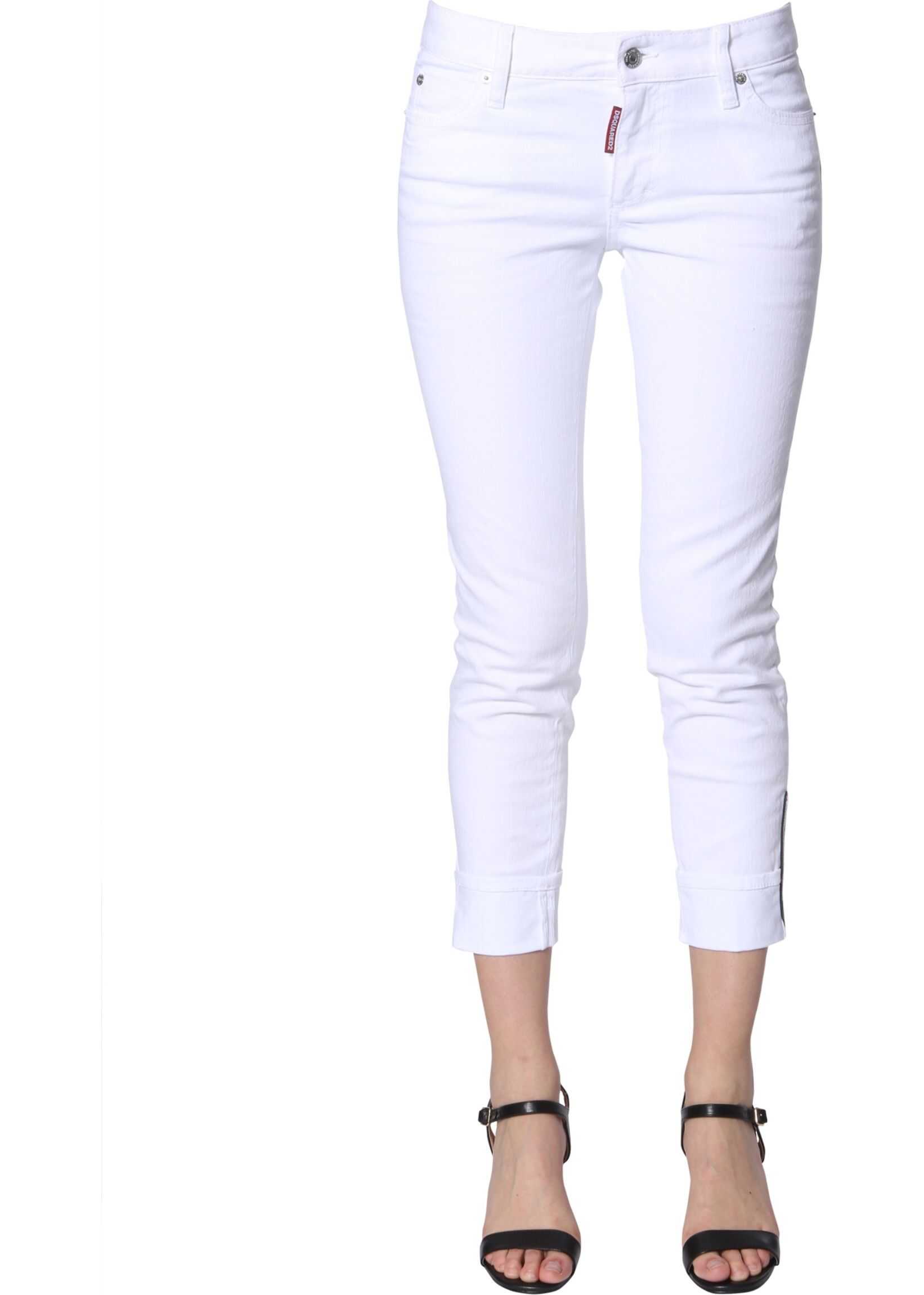 Blug DSQUARED2 Super Skinny Fit Cropped Jeans WHITE