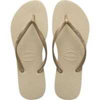 Slapi Slim Flip Flops In Gold Beige Femei