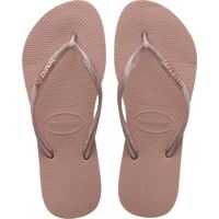 Slapi Slim Logo Metallic Flip Flops In Rose Femei
