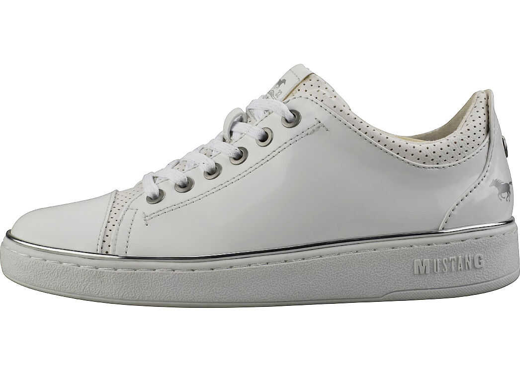 Mustang Causal Lace Low Trainers In White Silver White