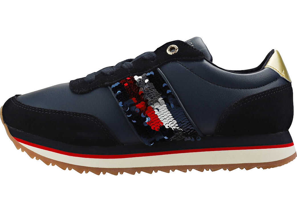 Tommy Hilfiger Sequins Retro Trainers In Midnight Navy Navy