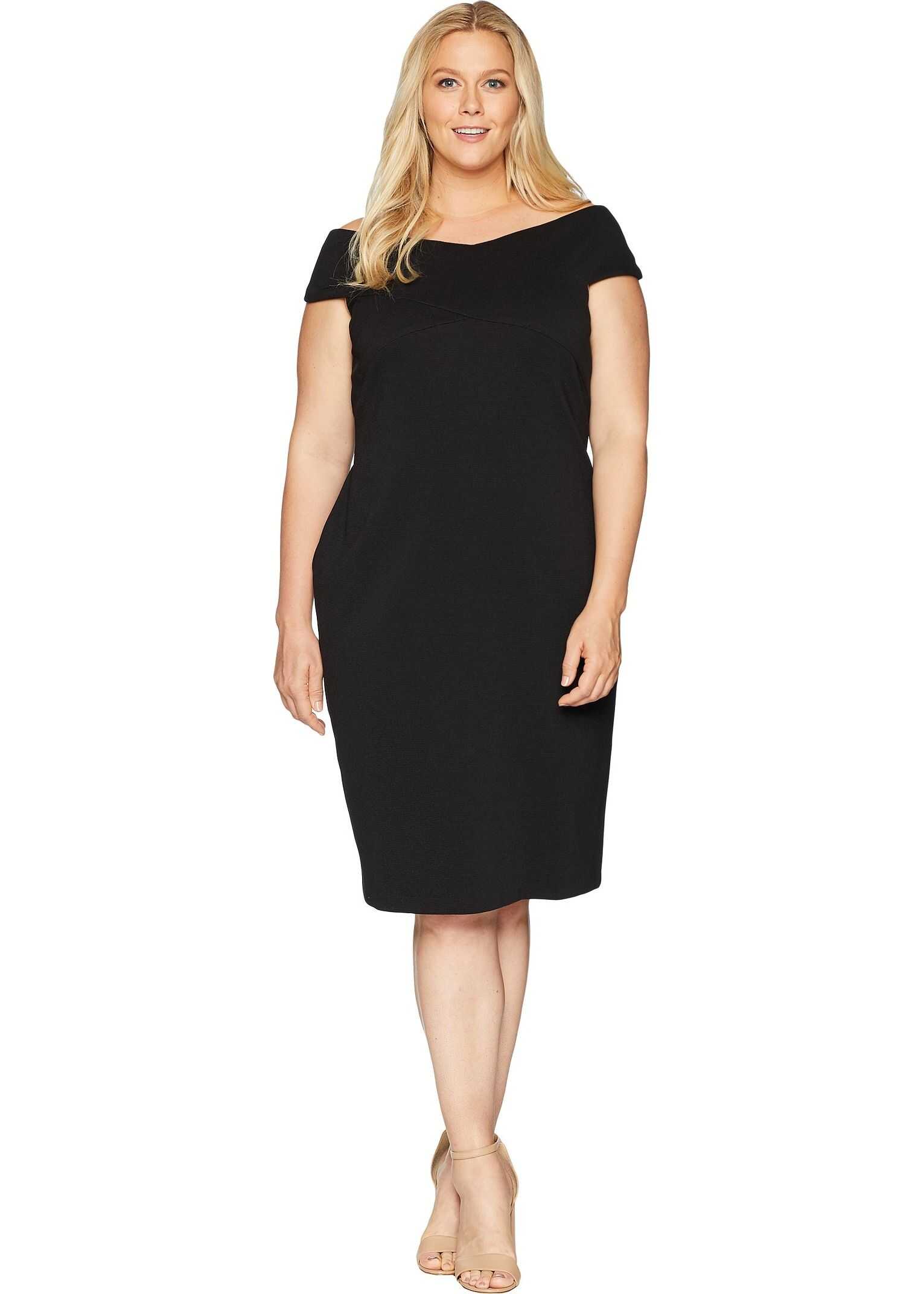 Adrianna Papell Plus Size Daphne Ottoman Sheath Dress Black