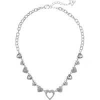 Coliere Repeating Hearts Link Necklace with Crystal Pave Femei