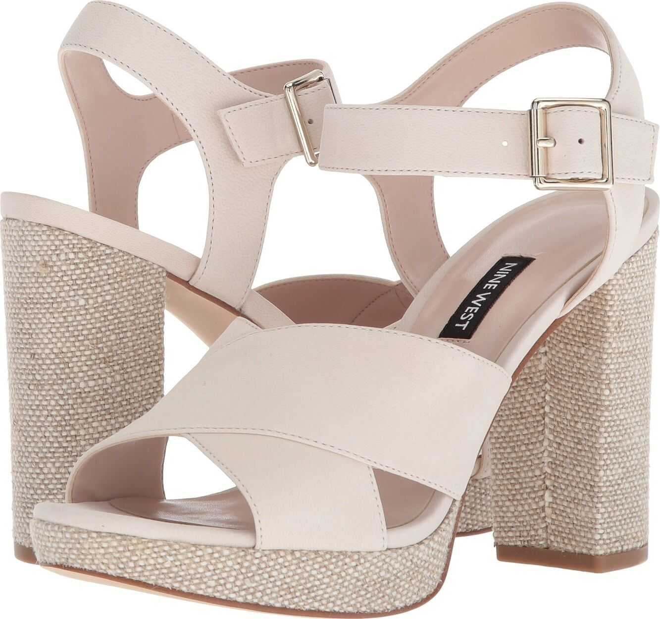 Sandala Nine West Jimar Platform Block Heel Sandal Off-White Nubuck
