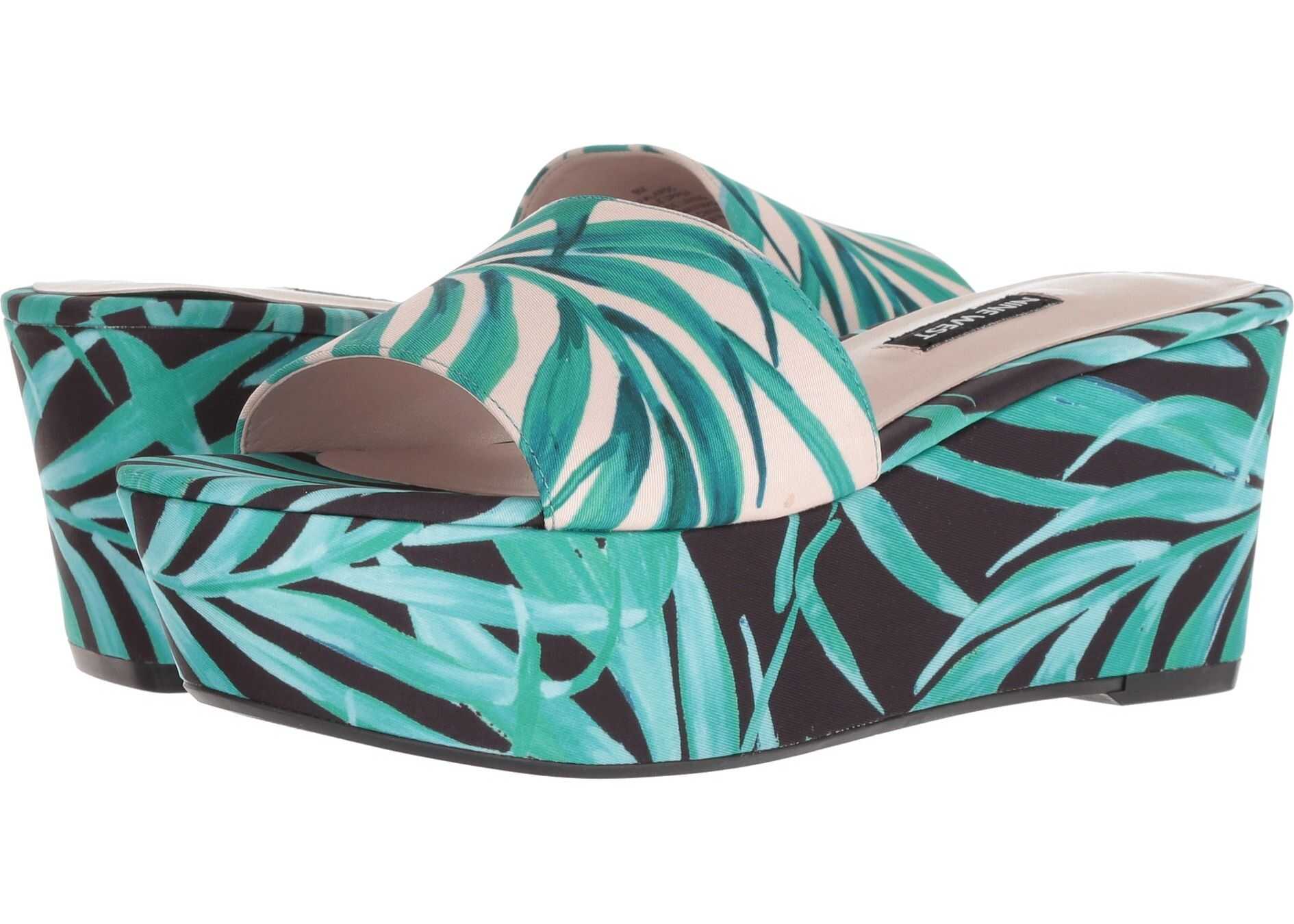 Sandala Nine West Falardo Platform Wedge Slide Sandal Pink Multi Fabric