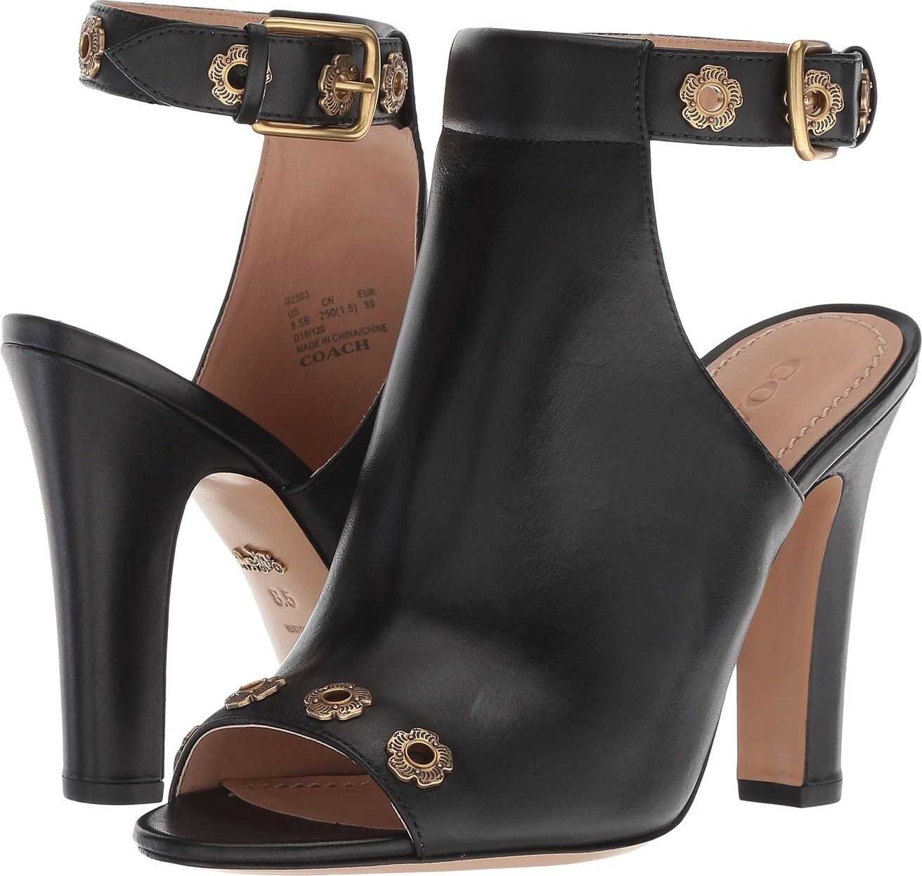 COACH Eddison 102mm Mule Black Leather