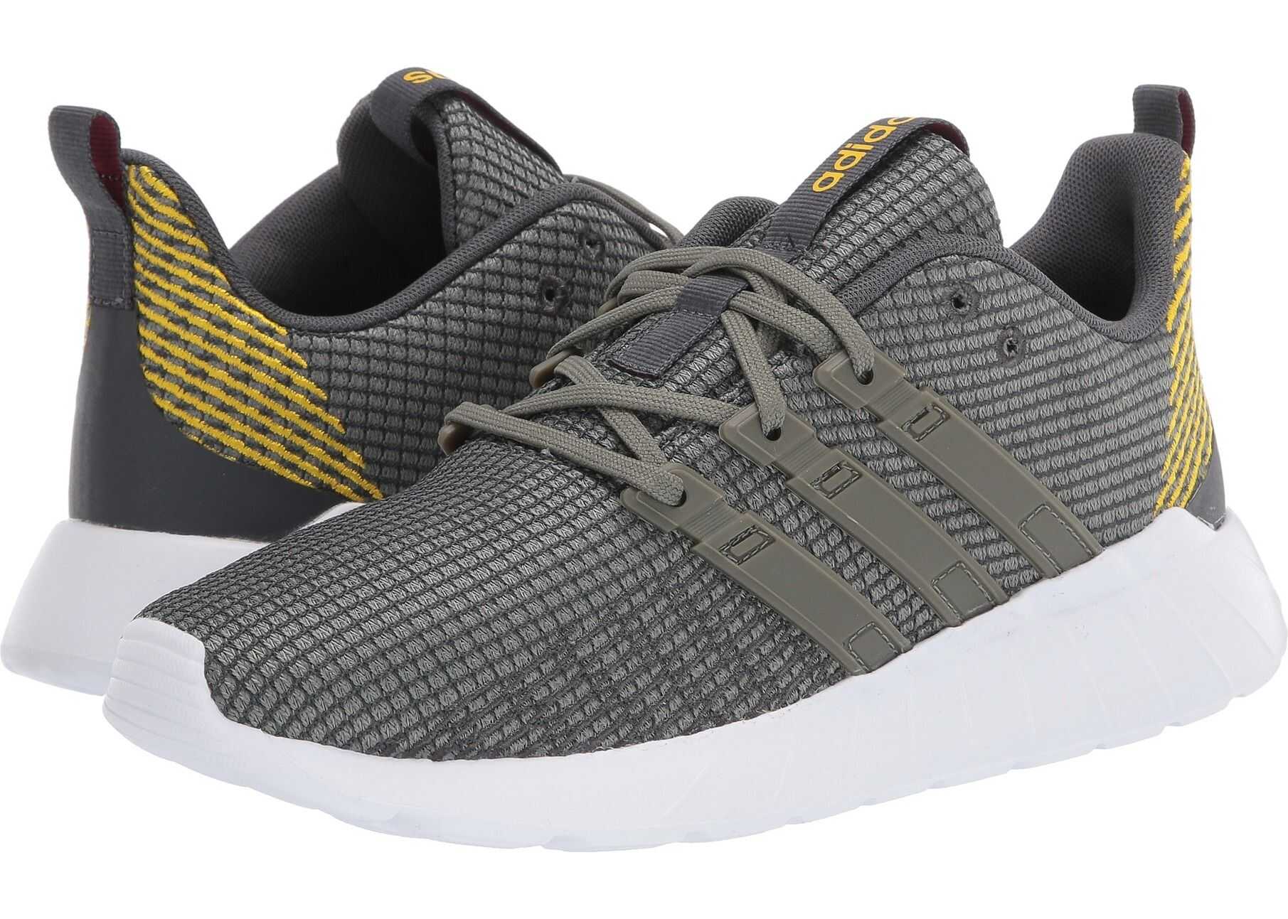 adidas Kids Questar Flow (Little Kid/Big Kid) Grey Six/Legacy Green/Equipment Yellow