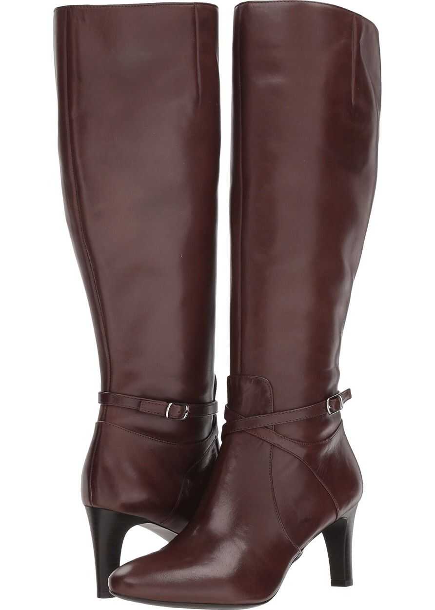 Cizma Ralph Lauren Elberta Wide Calf Dark Brown Burnished Calf