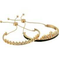 Bratari Duo Bangle Slider Close with Stone Accents Jet, Gold Femei