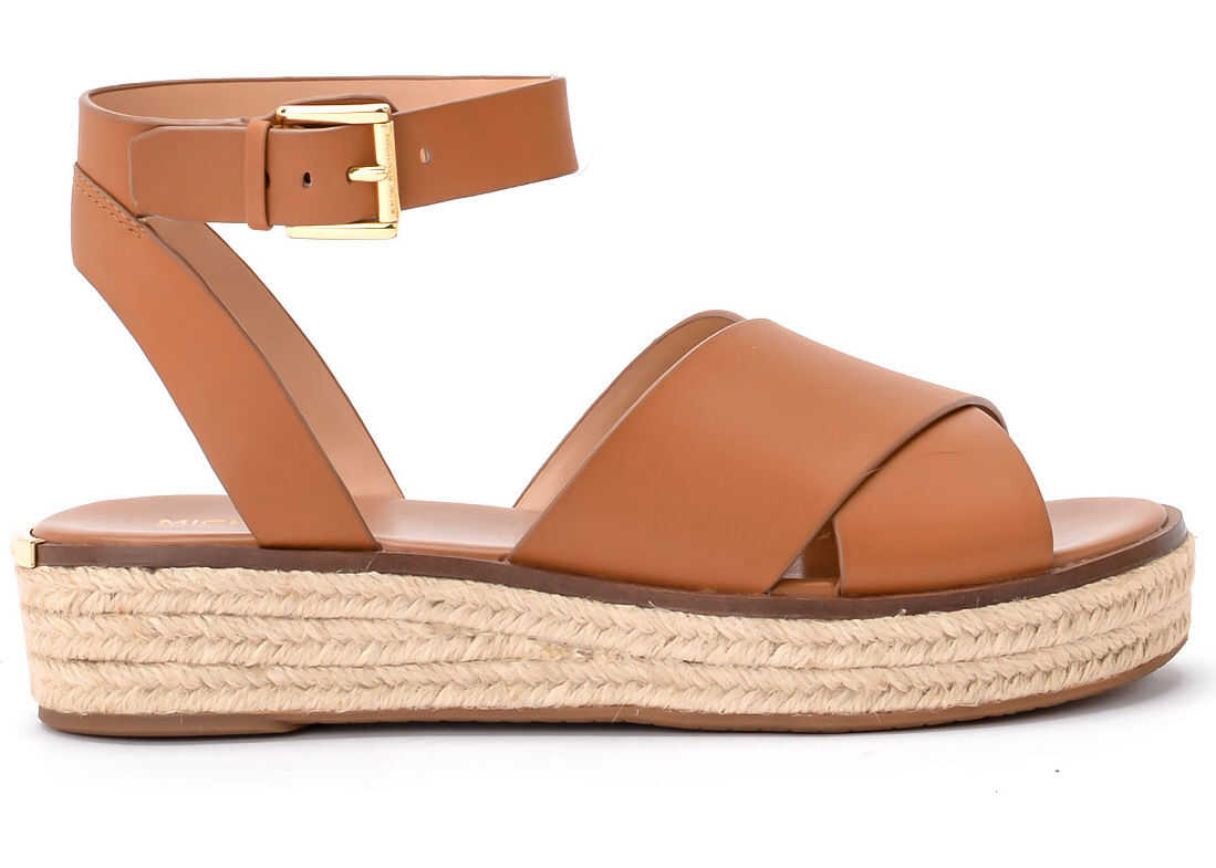 Michael Kors Abbott Acorn Leather Sandal Brown