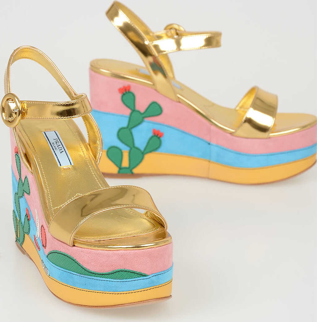 Prada Leather Wedges 11 cm GOLD