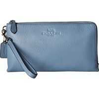 Genti plic Pebbled Leather Double Zip Wallet Femei