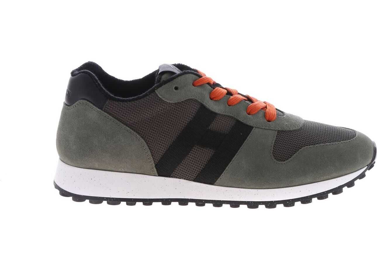 Hogan H429 Sneakers In Army Green And Black Green