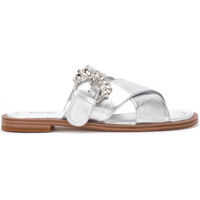 Sandale Sandalo Michael Kors Frieda Slide In Pelle Argento Con Pietre Femei