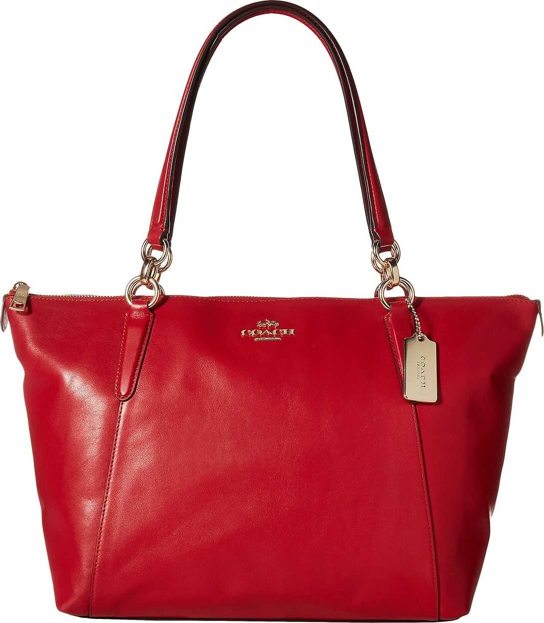 COACH Leather Ava Tote True Red