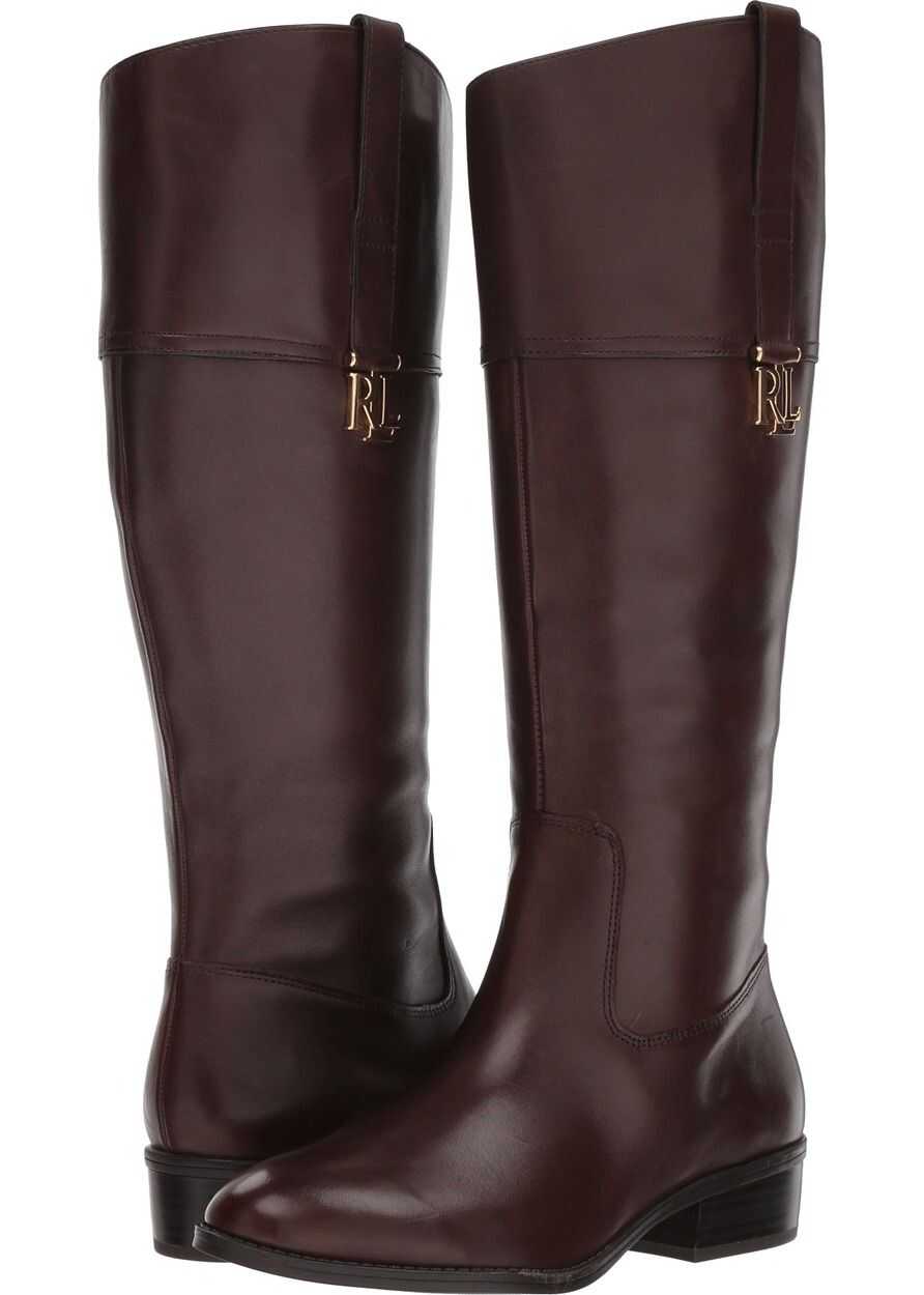 Cizma Ralph Lauren Merrie Wide Calf Dark Brown Burnished Calf