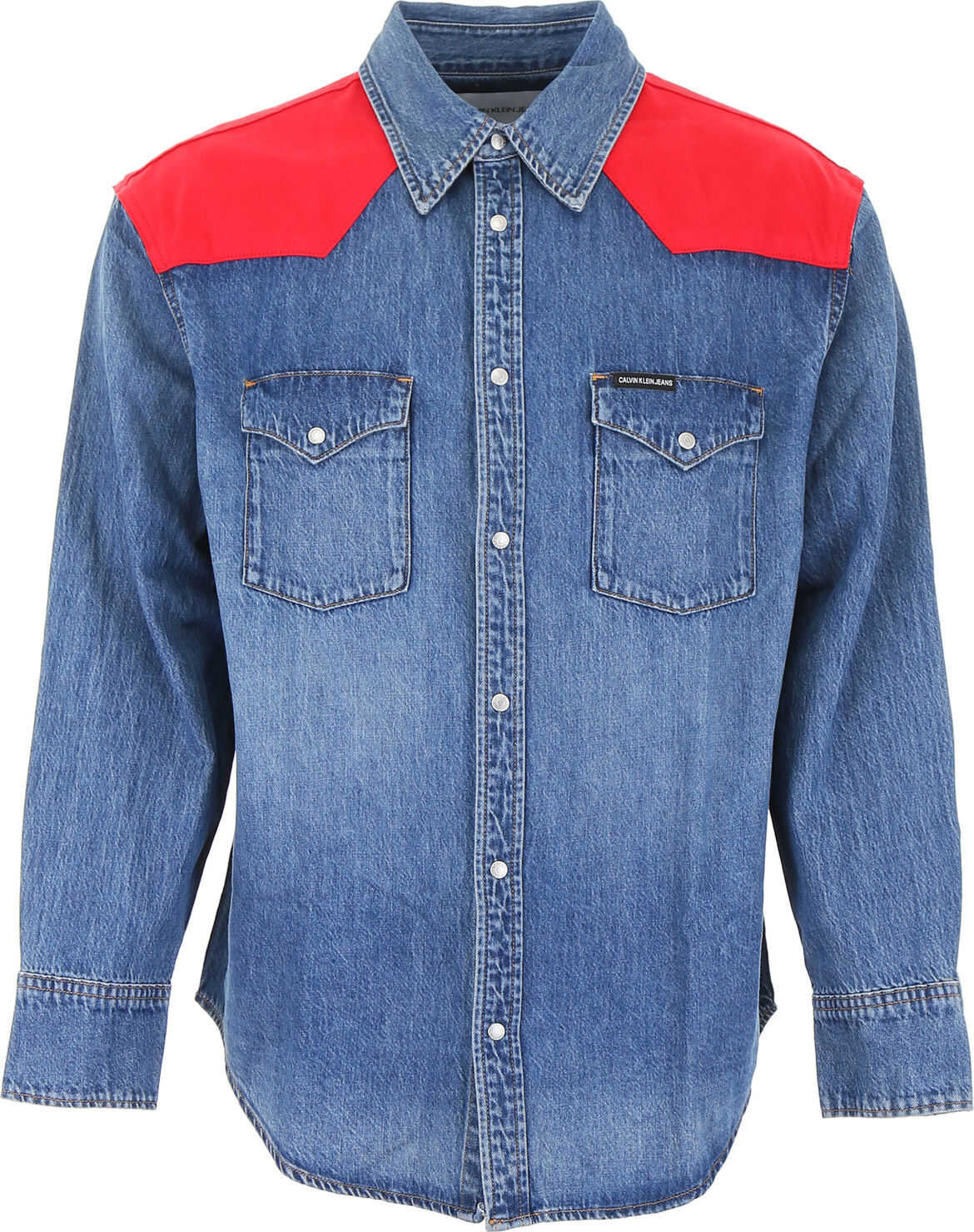 Calvin Klein Jeans Denim Western Shirt MID STONE AND RED