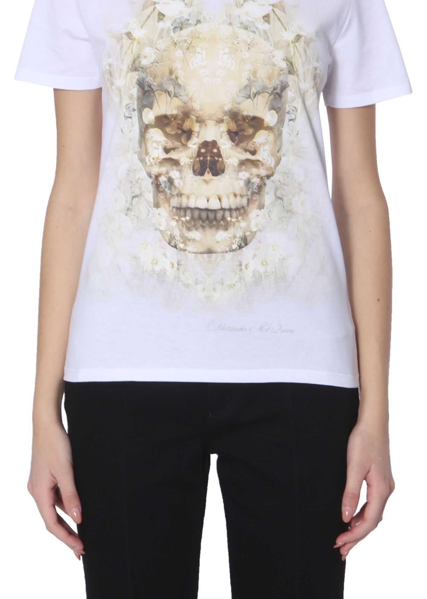 Alexander McQueen Skull Dark Ophelia Printed T-Shirt WHITE