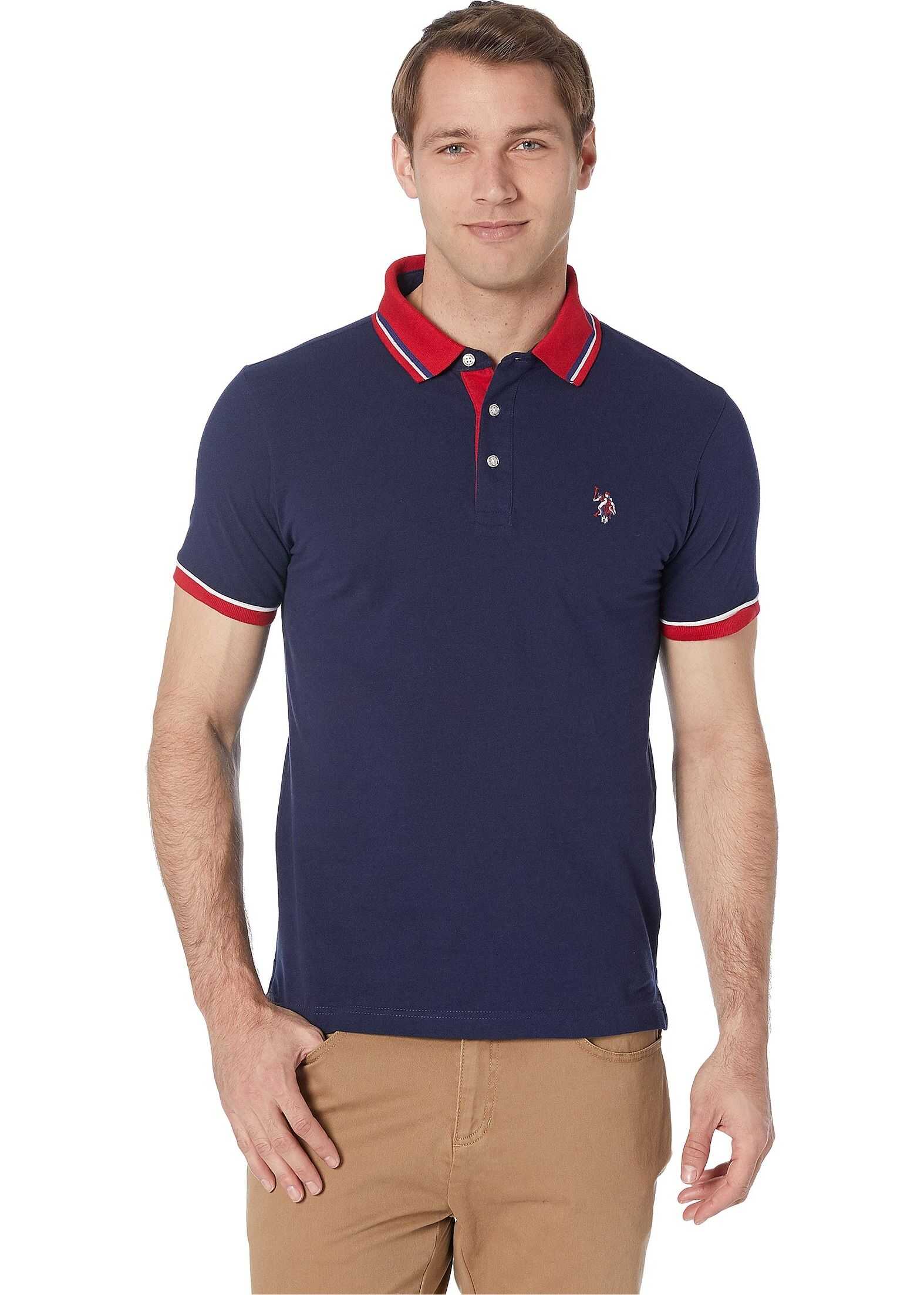 U.S. POLO ASSN. Slim Fit Contrast Pique Polo Classic Navy