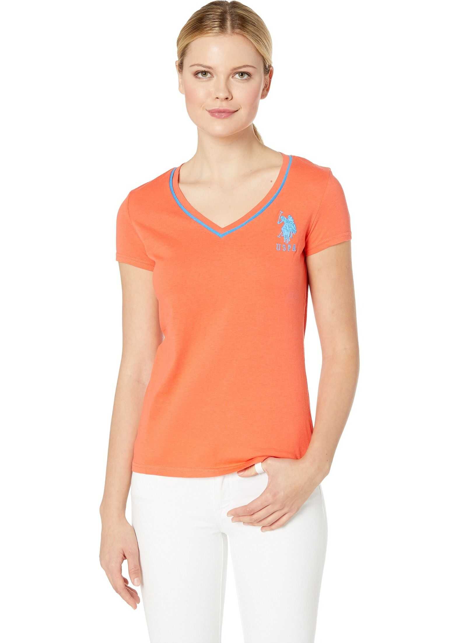 U.S. POLO ASSN. V-Neck Big Logo Tee Hot Coral