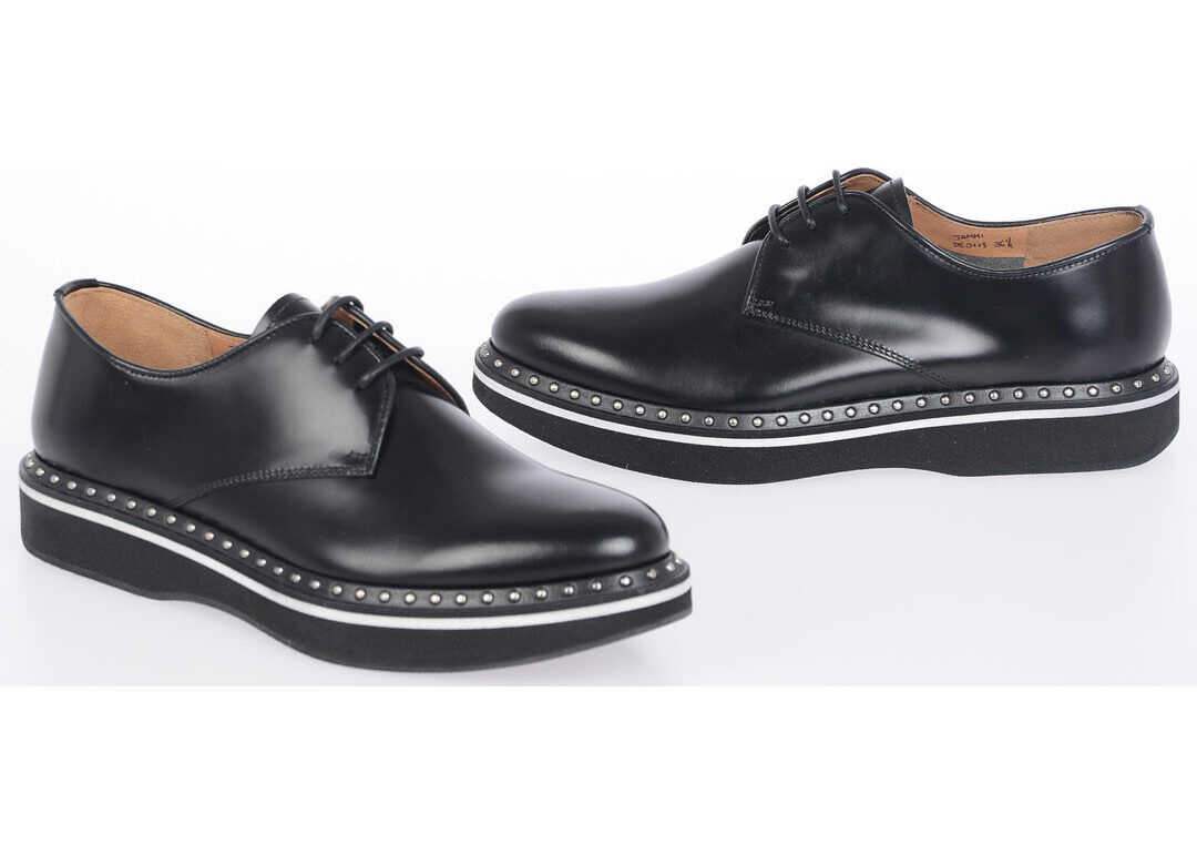 Church\'s Brushed Leather Derby Shoes with Studs BLACK