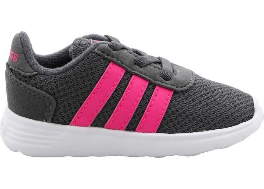 adidas Lite Racer Inf Sneakers In Grey And Fuchsia Gray