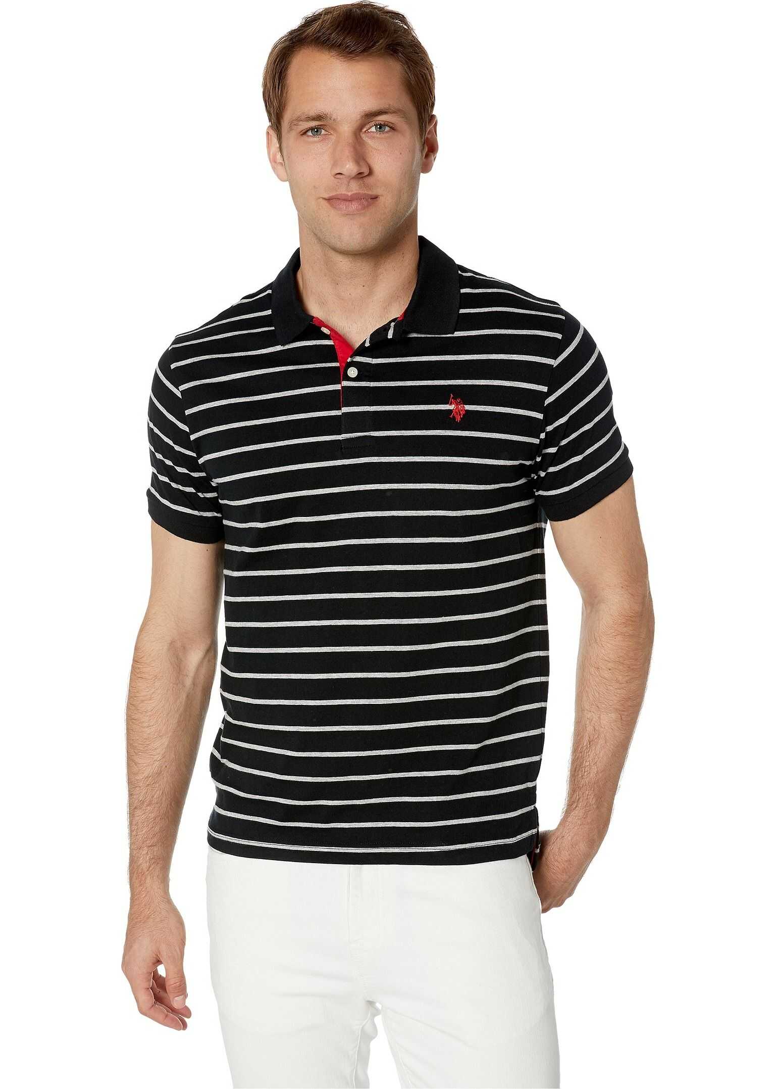 U.S. POLO ASSN. Slim Fit Fine Stripe Polo Black