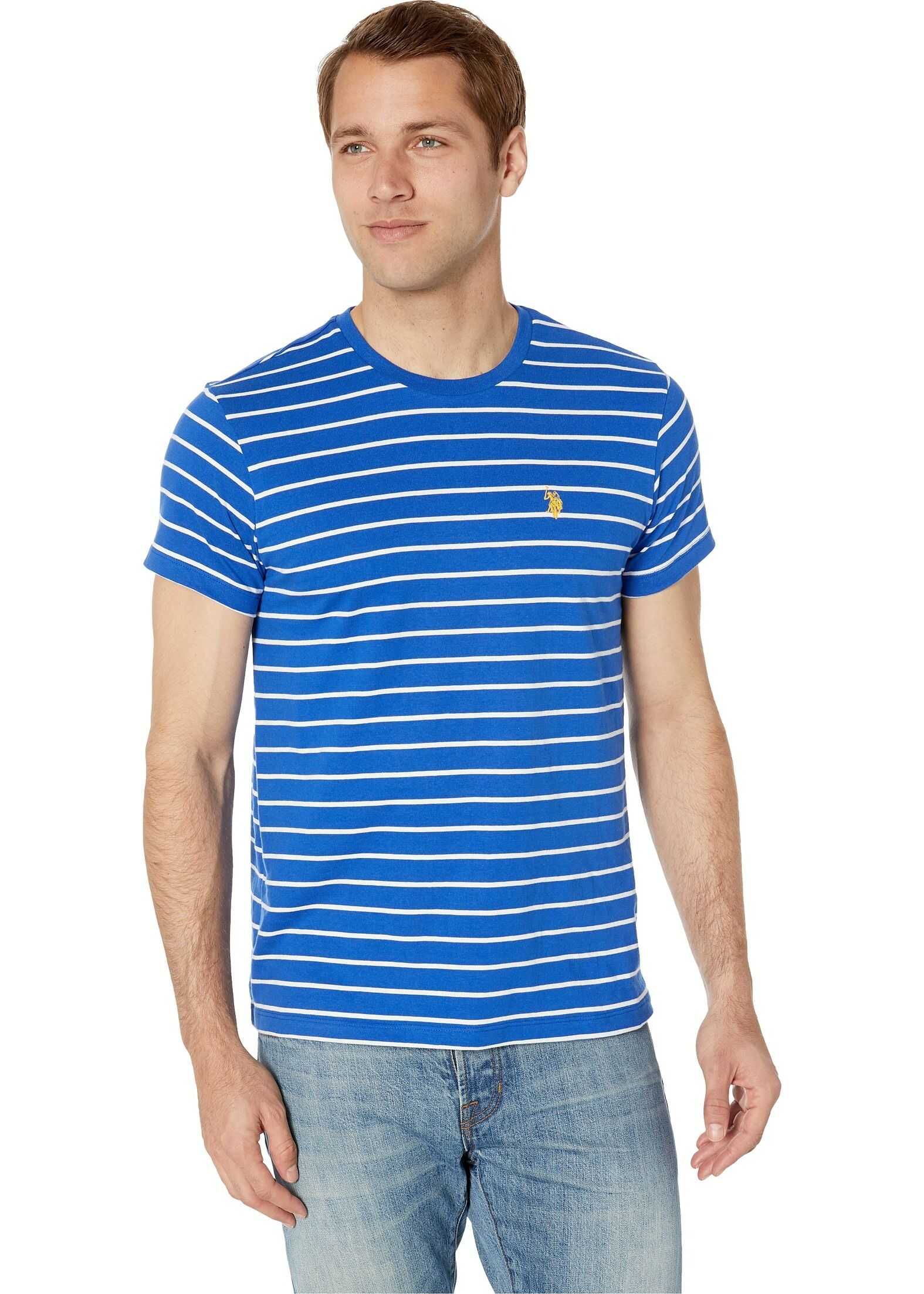 U.S. POLO ASSN. Thin Stripe Crew Neck Tee Blue Raft