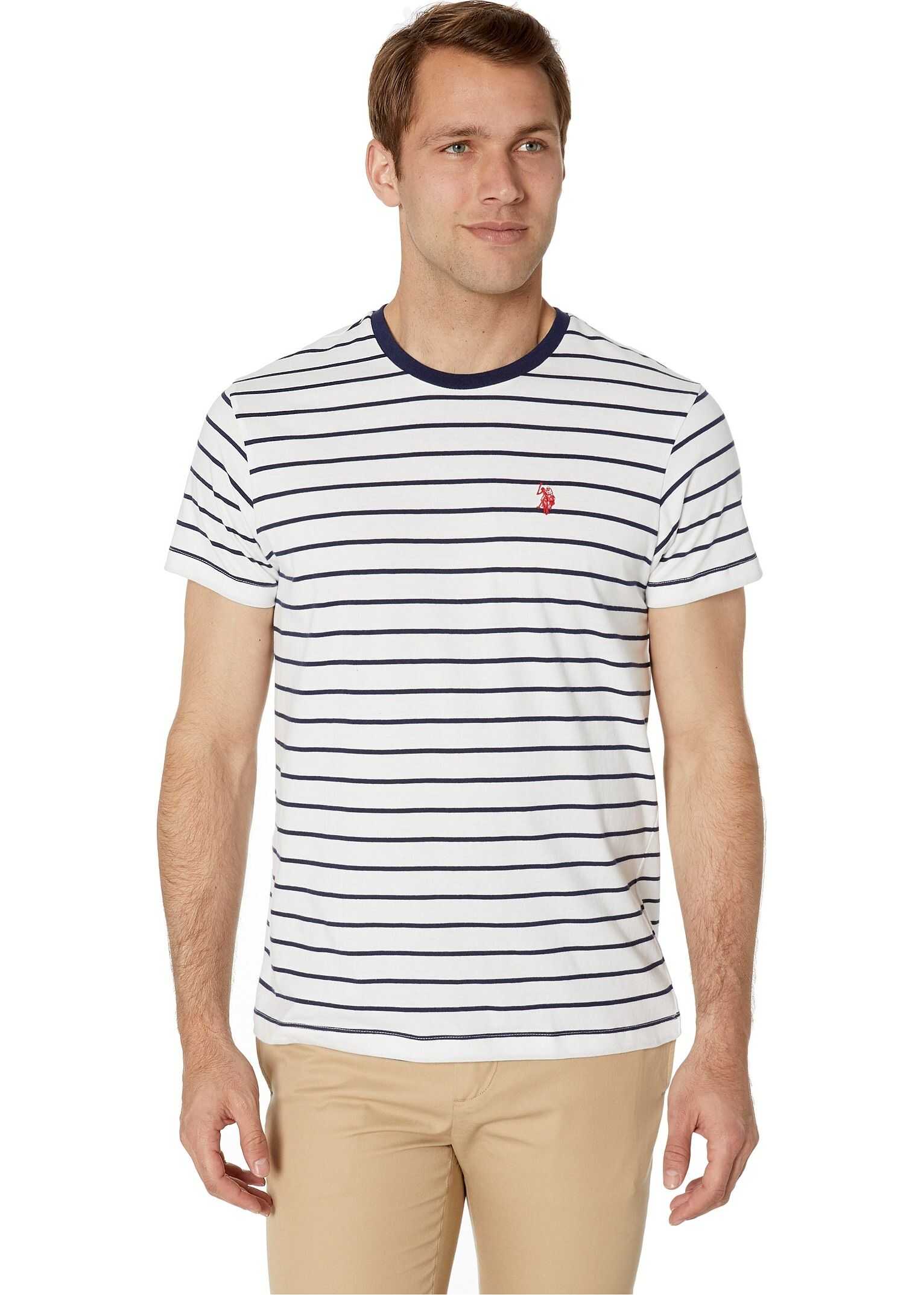 U.S. POLO ASSN. Thin Stripe Crew Neck Tee White