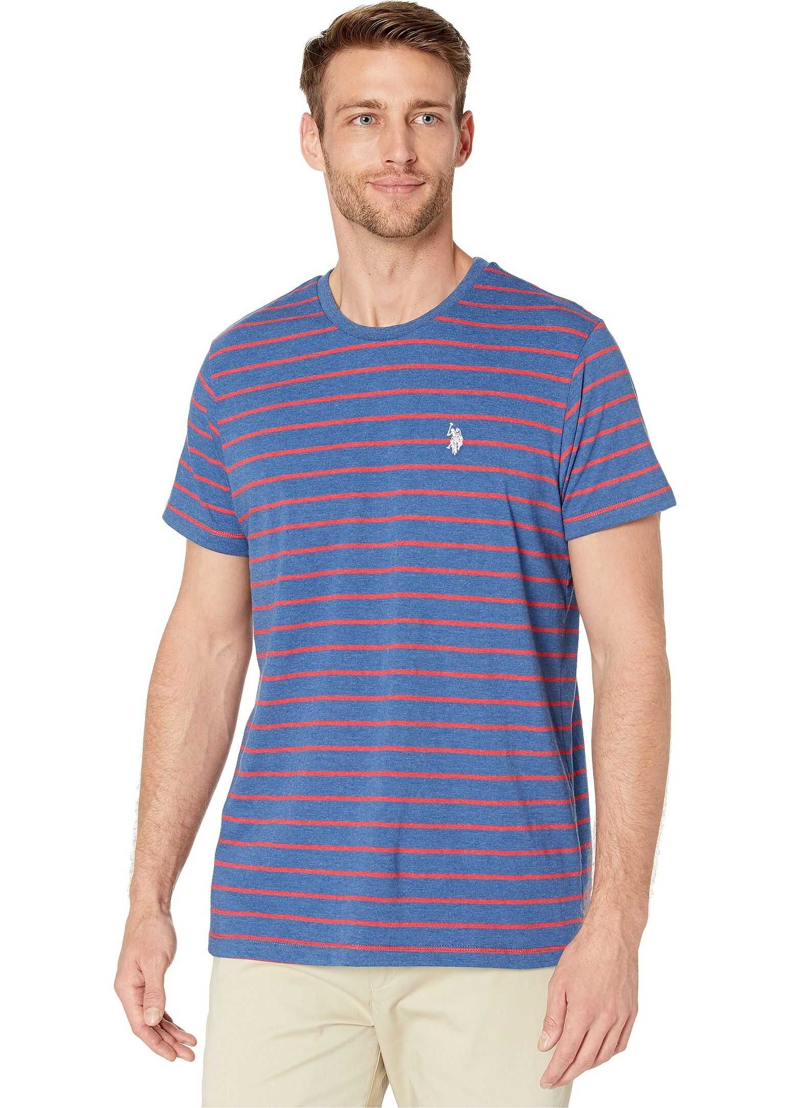 U.S. POLO ASSN. Thin Stripe Crew Neck Tee Summer Navy Heather