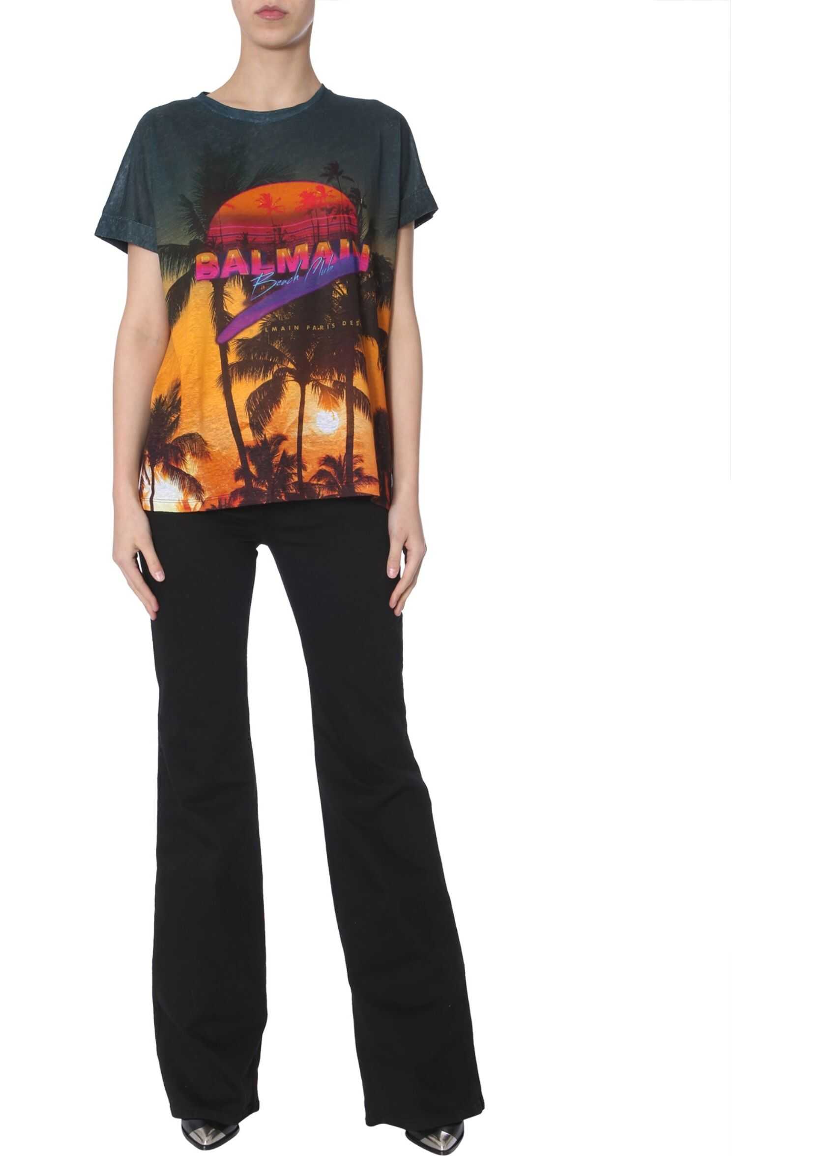 Balmain Linen T-Shirt MULTICOLOUR