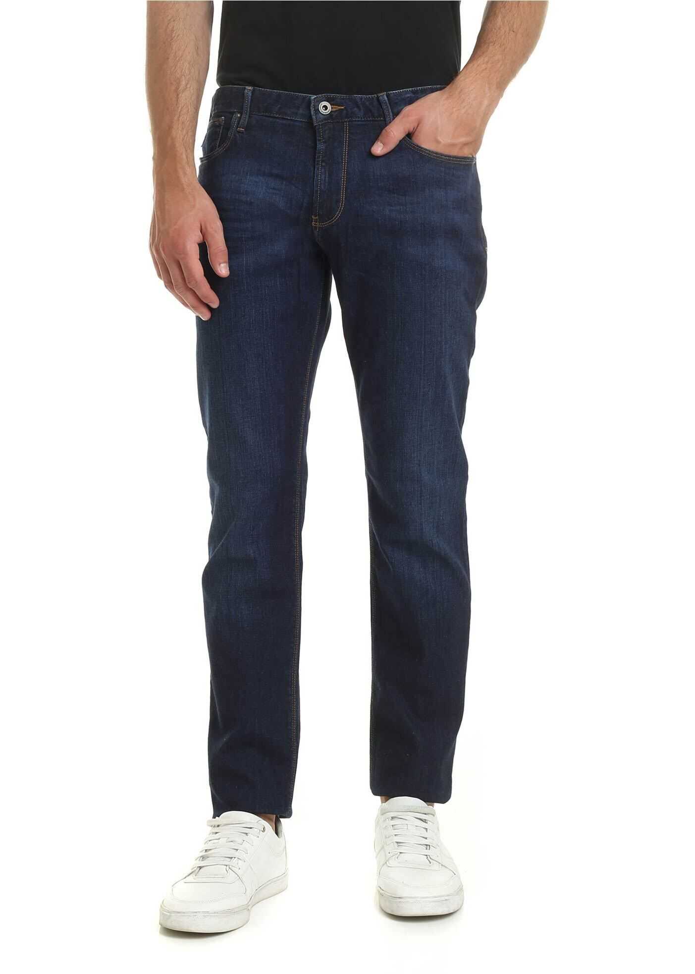 Blug Emporio Armani Blue Stretch Cotton Jeans Blue